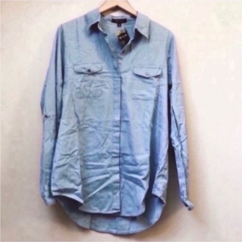Classic Chambray Button Down Top NWT - image 1